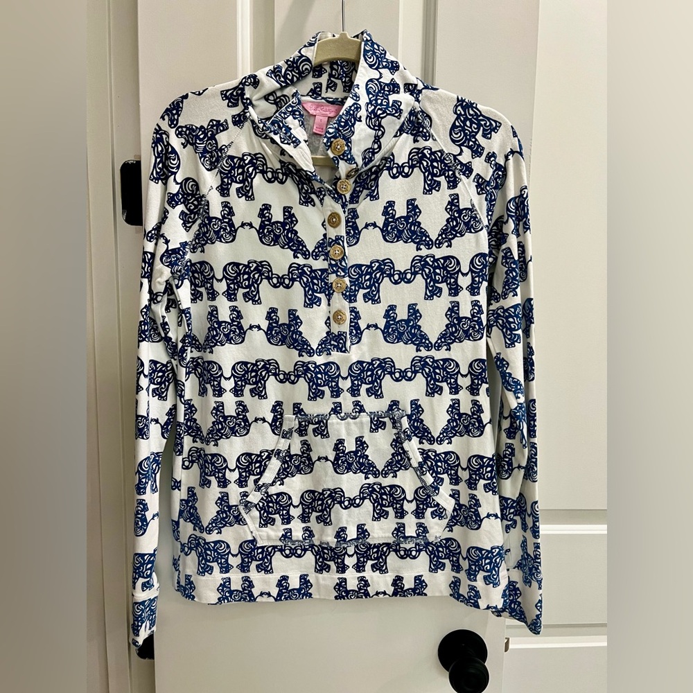 Lilly Pulitzer Captain Popover “Pack Your Trunk” Elephant Sweatshirt size small